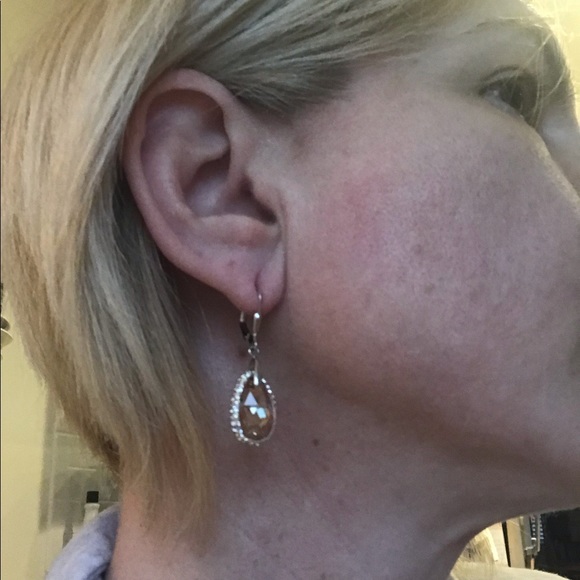 Jewelry - Champagne & White Swarovski Crystal Earrings